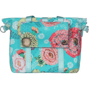 Basil Bloom Field KF-Hook stuurtas voor fiets, 11 liter, zwart met gele bloemenprint, geschikt voor stadsfietsen.
