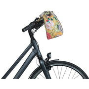 Basil Bloom Field MIK fietstas enkel, 11 liter waterdicht, zwart met groene bloemprint, geschikt voor fietsdrager