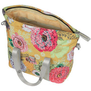 Basil Bloom Field MIK fietstas enkel, waterdicht, 11 liter capaciteit, zwart met blauwe bloemen, voor fietsdrager