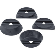 Zwarte Basil Rubber Ring bevestigingsmateriaal voor Buddy Spaceframe, set van 4 stuks, geschikt voor fietsaccessoires.
