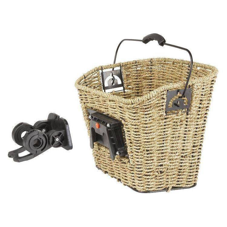 M-Wave gevlochten fietsmand 35x25x26 cm met stuurhouder, geschikt voor fietsaccessoires en bagage.