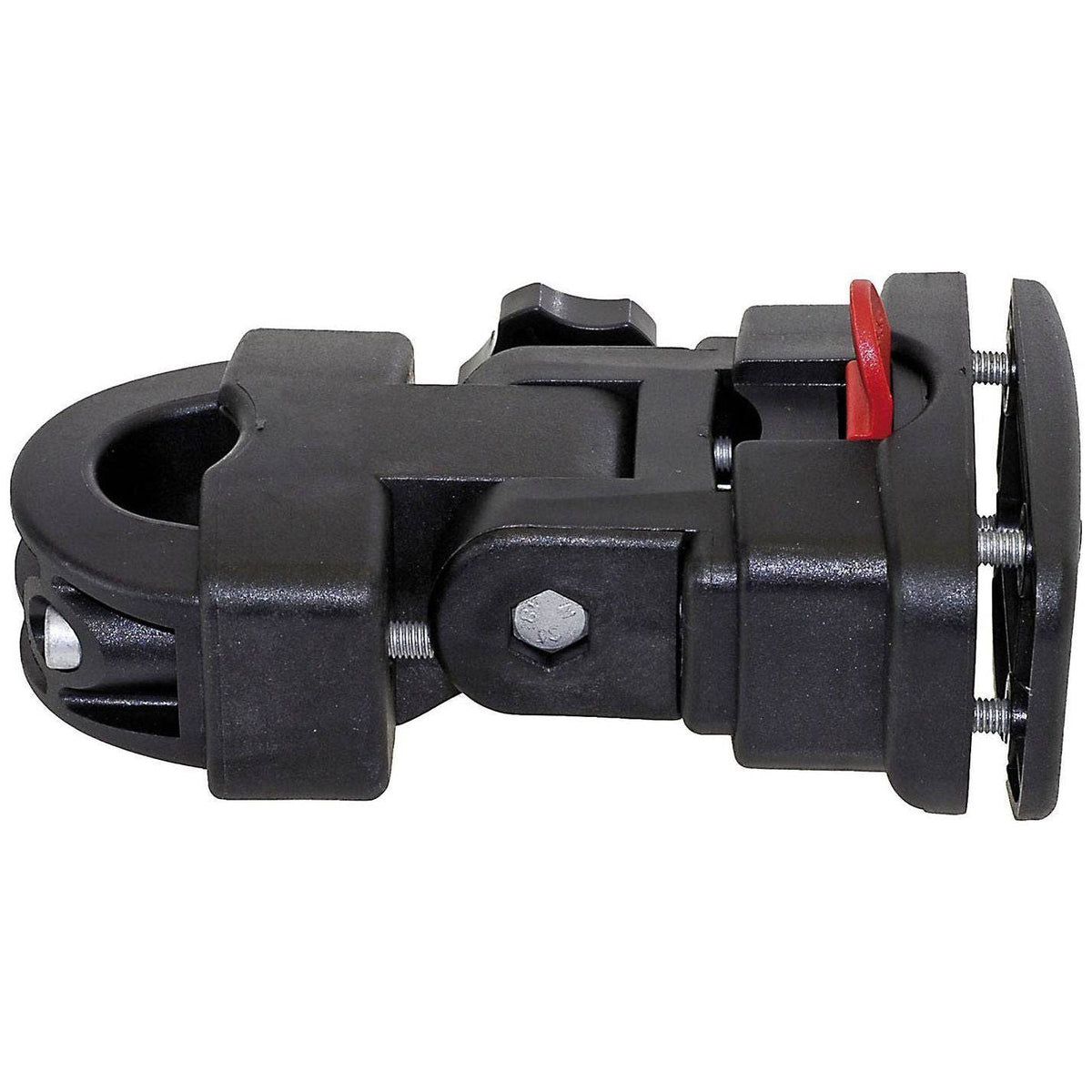 M-Wave clip-on stuurhouder voor fietsmand, bevestigingsaccessoire voor veilige montage op fietsstuur.
