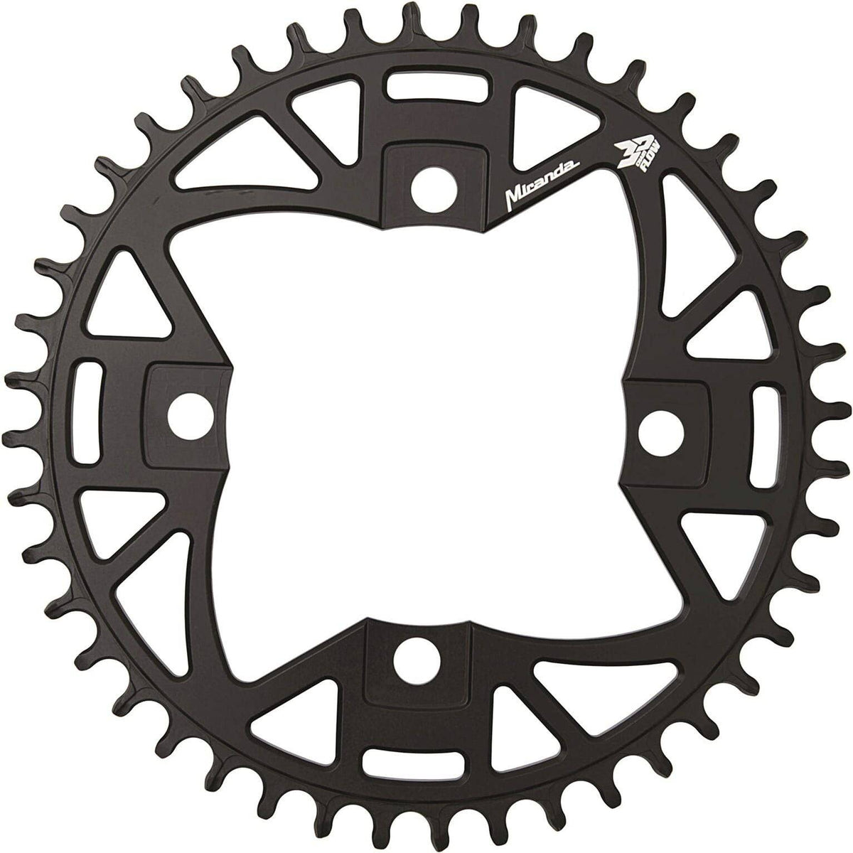 Miranda Kettingblad Chain Flow 3D Bdc104 voor 12-speed fiets, zwart met gedetailleerd 3D ontwerp, zichtbaar op de afbeelding