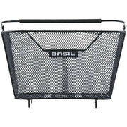 Zwarte Basil Lesto achtermand voor fiets, afneembaar, afmetingen 32x41x27 cm, geschikt voor fietsaccessoires