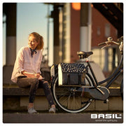 Basil Urban Load dubbele fietstas zwart met reflecterende stippen, 48-53 liter, geschikt voor achterop de fiets
