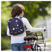 Basil Stardust 8 liter fietsrugzak Nightshade met haak, waterdicht en lichtgewicht voor fietsers, zichtbare reflectie en verstelbare banden.