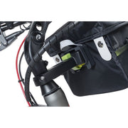 Zwarte Basil Ahead-stemhouder voor KF stuurpen, aluminium fietsaccessoire voor bevestiging van fietstassen.