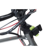 Zwarte Basil Ahead-stemhouder voor fietstassen, aluminium stuurpenhouder, stevig en geschikt voor fietsaccessoires.
