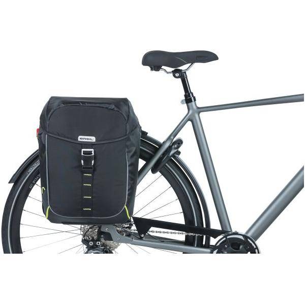 Basil Dubbele Fietstas Miles MIK 34L Zwart/Lime - Le Coq Wielerartikelen