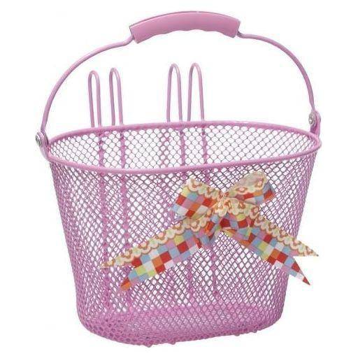 Nieuwe Looxs Asti meisjes fietsmand van 8 liter in Arabella roze, waterbestendige fietsmand met bloemenprint.