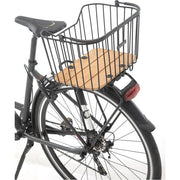 Zwarte New Looxs Palermo 24 liter afneembare fietskrat met handvat en stevige constructie voor op de fiets.