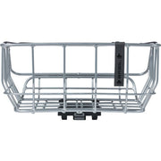 Basil Portland MIK aluminium achterfietsmand met 25 liter capaciteit, geschikt voor fietsaccessoires en boodschappen.