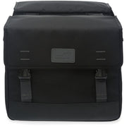 Zwarte New Looxs Origin dubbele fietstas met 39 liter capaciteit, bevestigd aan een fiets, ontworpen voor extra bagage.