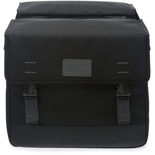 Zwarte New Looxs Origin Double dubbele fietstas met 39 liter capaciteit, geschikt voor achterop de fiets.