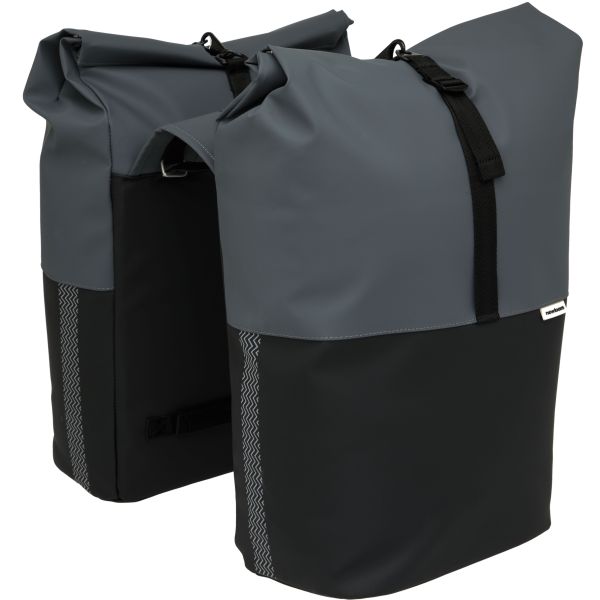 Dubbele fietstas New Looxs Nyborg 34 liter met rolsluiting voor stevige en ruime fietsstallingsaccessoire