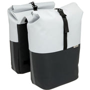 Dubbele fietstas van New Looxs Nyborg met rolsluiting, 34 liter, geschikt voor achterop de fiets, zwart en robuust design