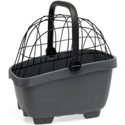 Zwarte New Looxs Clipper dierenmand met draadkoepel, geschikt voor huisdieren, zichtbaar in de afbeelding.