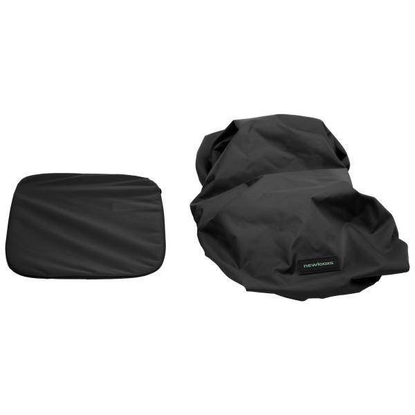 Zwarte New Looxs Clipper fietskrat of boodschappentas bevestigd aan fiets, geschikt voor fietsaccessoires en boodschappen.