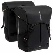 Zwarte New Looxs Sport Double MIK 2.0 dubbele fietstas met 40 liter capaciteit, bevestiging en reflecterende details.