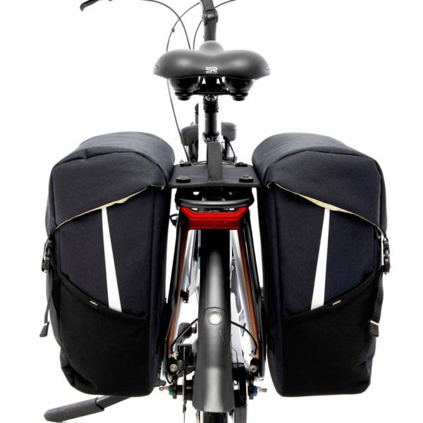 Zwarte New Looxs Sports Double Mik 2.0 dubbele fietstas met 40 liter inhoud, geschikt voor fietsers en sporters.