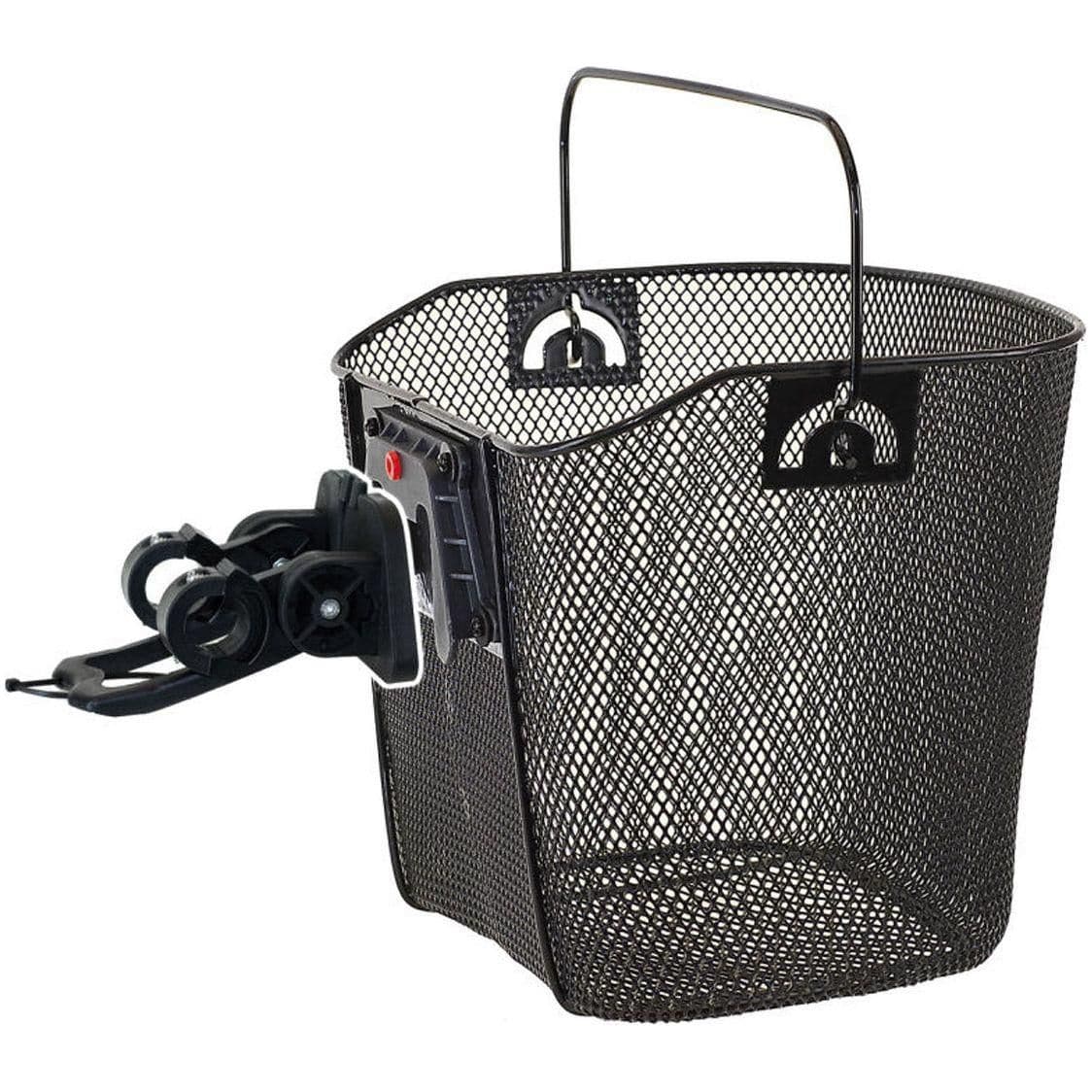 Zwarte Ventura fietsmand Mighty met afneembare design en stuurbevestiging, geschikt voor stadsfietsen en boodschappen.