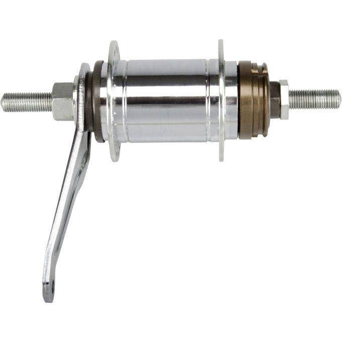 Shimano CB-E110 terugtrapremnaaf met 109 mm diameter en 165 mm aslengte, geschikt voor fiets met schakelkettingindicator