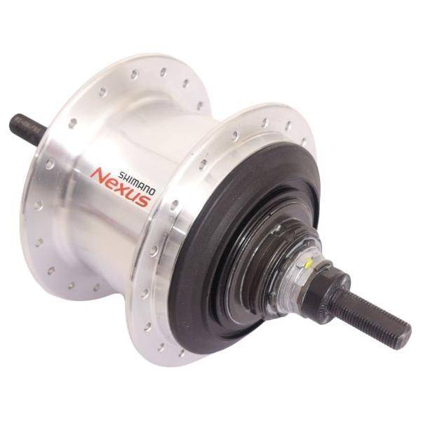 Shimano Nexus SG-C3001-7-D 7-traps versnellingsnaaf met schijfrem in zilver, 36 tanden, voor fietsen, schakelkettingindicator zichtbaar