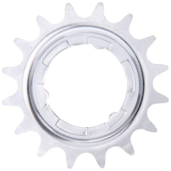 Shimano Nexus Smgear tandwiel in zilver voor fiets, close-up van de metalen schijf met verstelbare tandwielen
