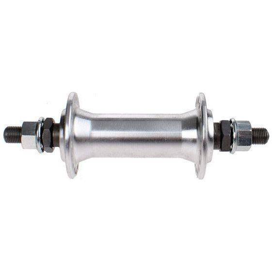 Zilveren Vinty voornaaf van aluminium met 36 versnellingen en vaste as van 10 mm, geschikt voor fietsen.