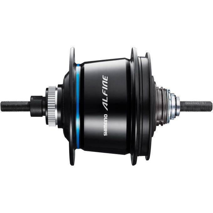 Shimano Alfine SG-S7051-11 achternaven met 11 versnellingen, Di2 schakeling en Center Lock, zwart, zichtbaar in de afbeelding.