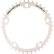 Gebhardt kettingblad 9 snelheden, zilver, 5-gaats, geschikt voor fiets, close-up van het kettingblad met tandwielen
