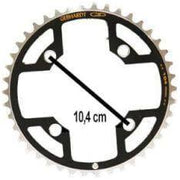 Zwart Gebhardt kettingblad 4-gats voor 9-speed bike, zichtbaar met tanden en bevestigingsgaten.