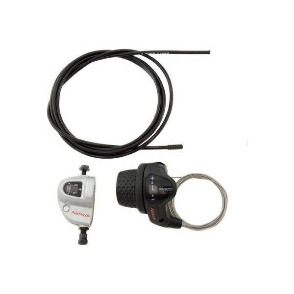 Shimano Nexus SL-3S41 Revoshift 3-speed shifters met zwarte kabels en clickbox, geschikt voor fietsverlichting en snelheidsregeling
