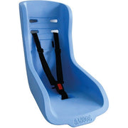 Babboe peuterschaal compleet 8-18 maanden kinderzitje voor bakfiets, zichtbaar met veiligheidsriem en zachte bekleding.