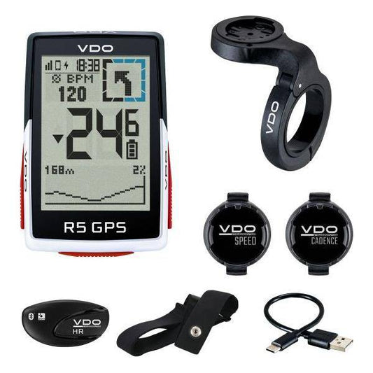 Vdo Fietscomputer R5 Gps Top Mount Set Hr + - Le Coq Wielerartikelen