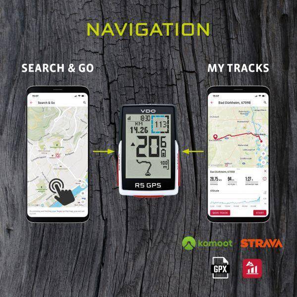 Vdo Fietscomputer R5 Gps Top Mount Set Hr + - Le Coq Wielerartikelen