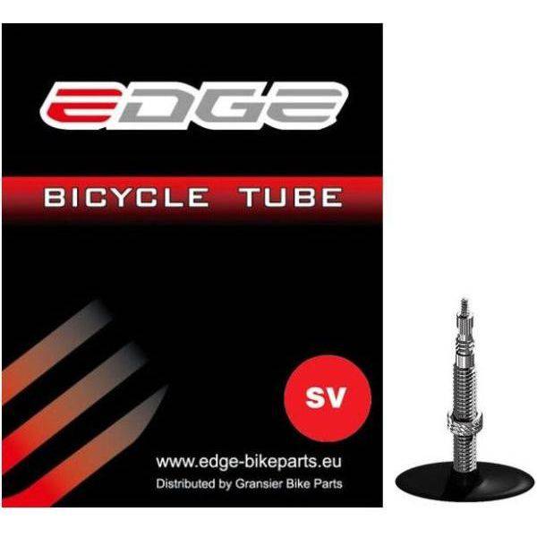 Edge binnenband 28 inch met 40 mm ventiel, geschikt voor 28/29 inch fietsbanden, zichtbaar met zwart rubber en ventiel.
