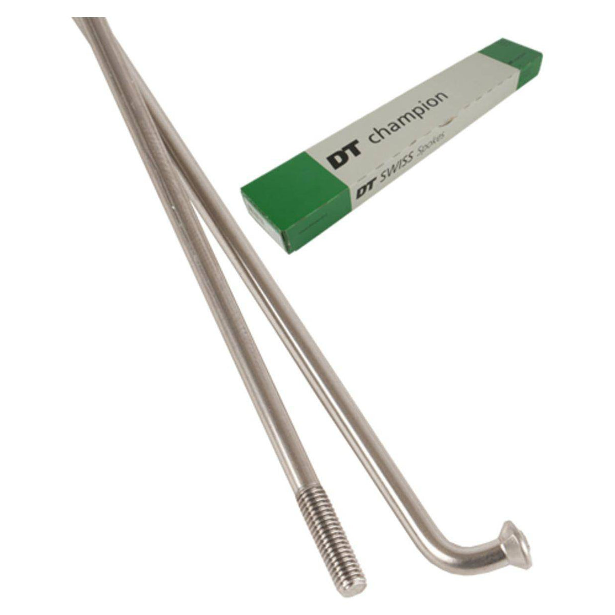 Set van 100 zilveren DT Swiss Champion 13x270mm J-Bend roestvrijstalen spaak, zichtbaar in de afbeelding