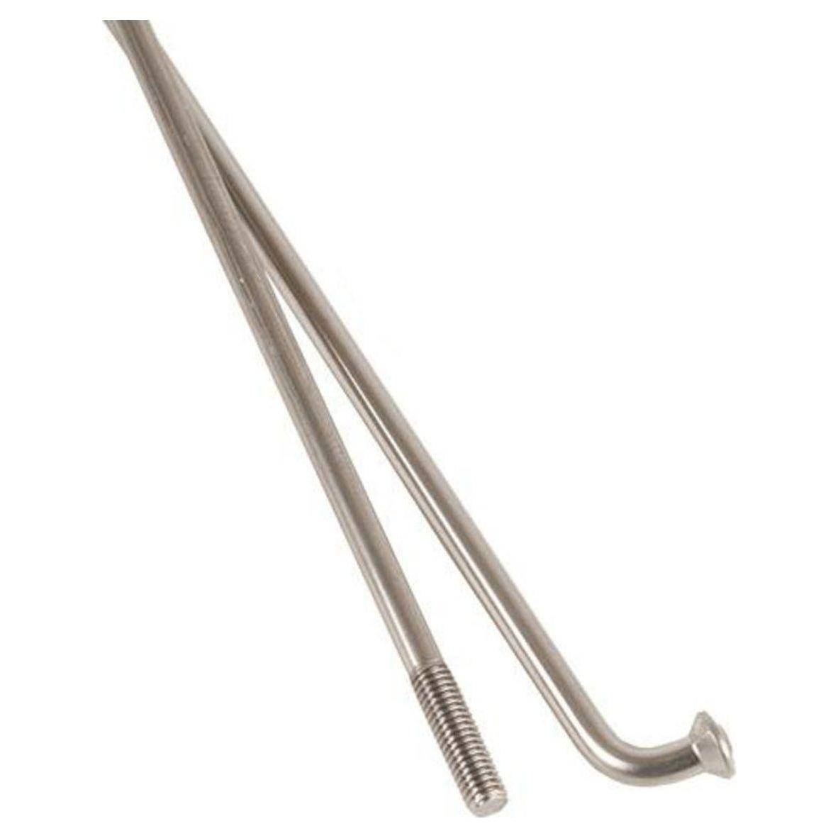 Zilveren DT Swiss Spaak 14X266 DT Champion voor fiets, zichtbaar met metalen structuur en bevestigingspunten.