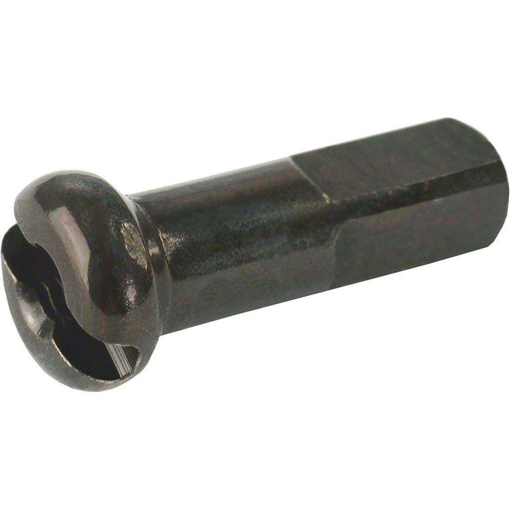 Zwarte DT Swiss Spaaknippel DT MS 14, 12 mm, met Pro Lock voor fietsvelgen, zichtbaar op de afbeelding.