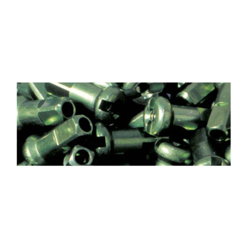 Groene DT Swiss Spaaknippel Al 14 12mm voor fietswielen, geschikt voor duurzame en lichte wielbouw.