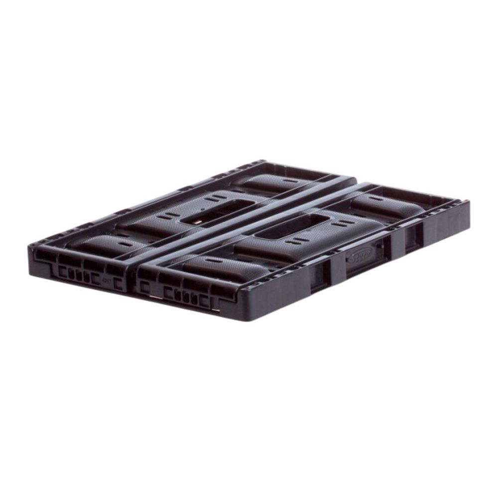 Zwarte Steco fietsmand krat 40x30x17 cm voor fietsaccessoires, stevig en praktisch voor dagelijks gebruik.