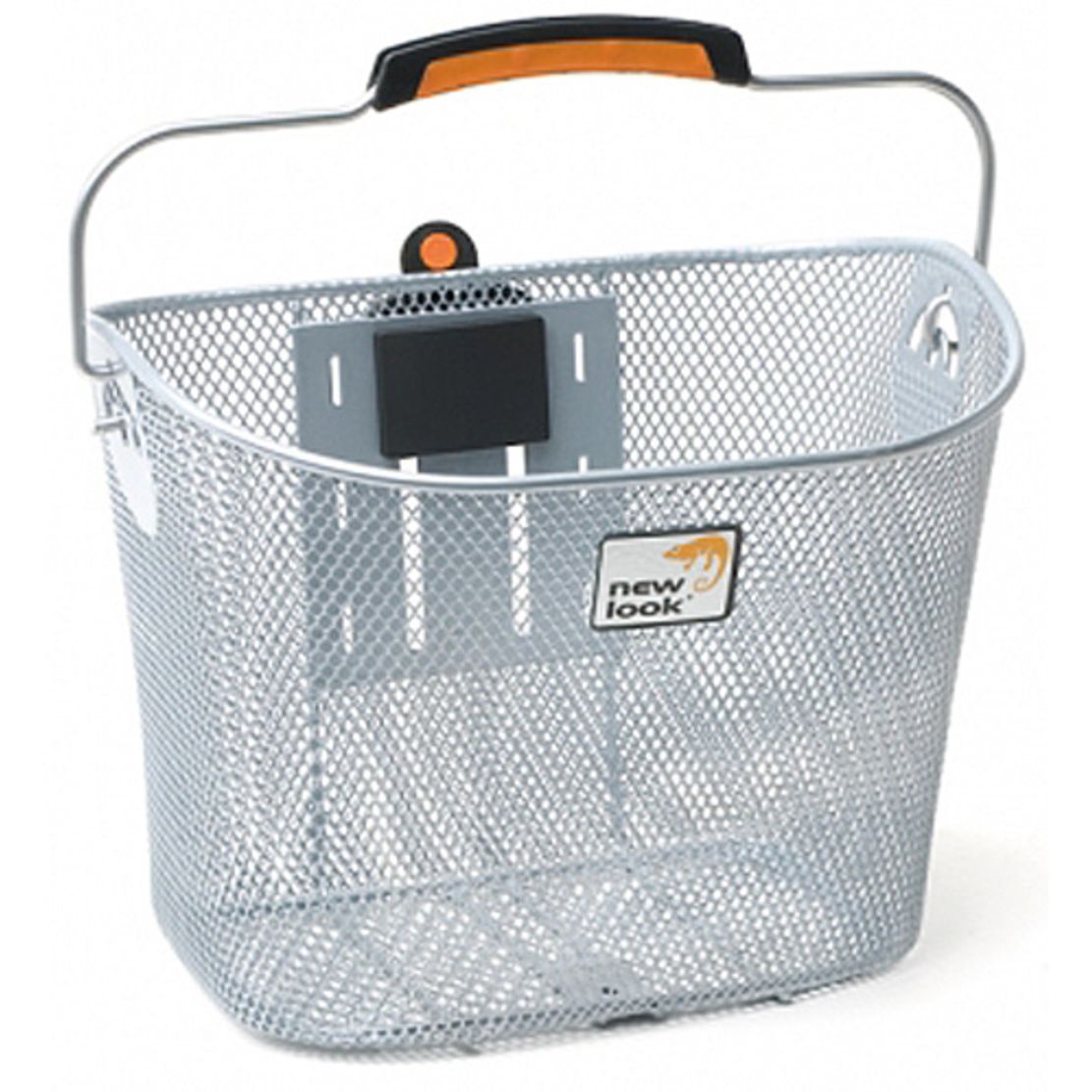 Nieuwe Looxs Toscane fietskrat met smartlock, 19 liter, 34x25x25 cm, in zwarte kleur met leren handvat en decoratief ontwerp.