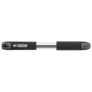 Zwarte en zilveren SKS Raceday Mini handpomp van aluminium, compacte 262 mm voor fietsbanden.