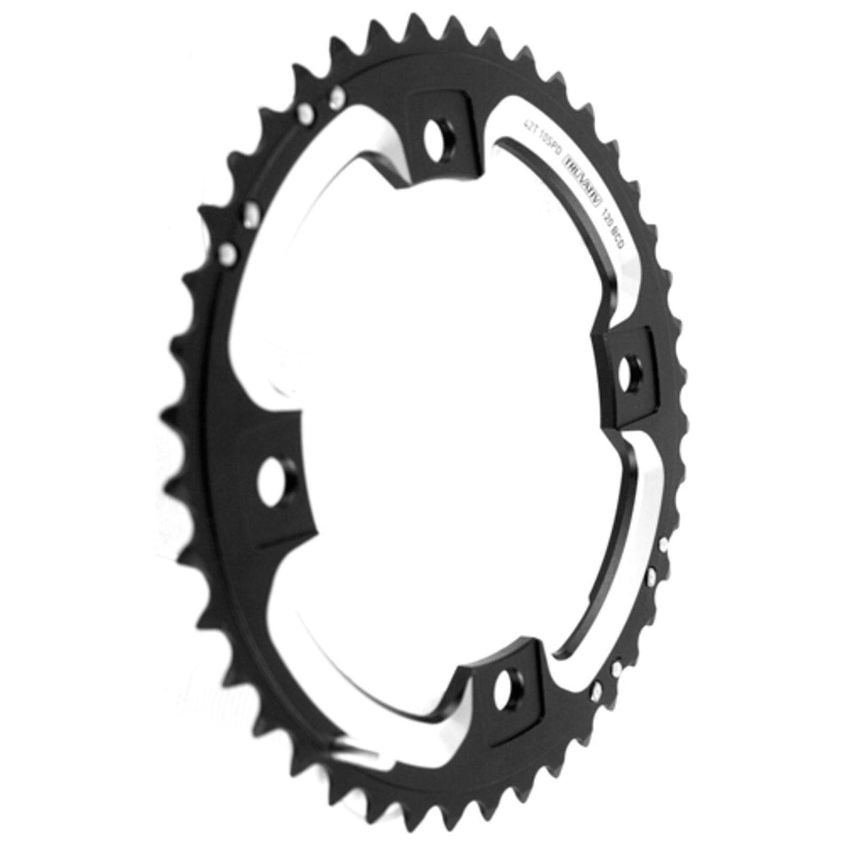 Zwart Sram kettingblad 42T voor 10-speed ATB, CNC-aluminium, geschikt voor GXP cranksets, zichtbaar met tandranden en montagegaten