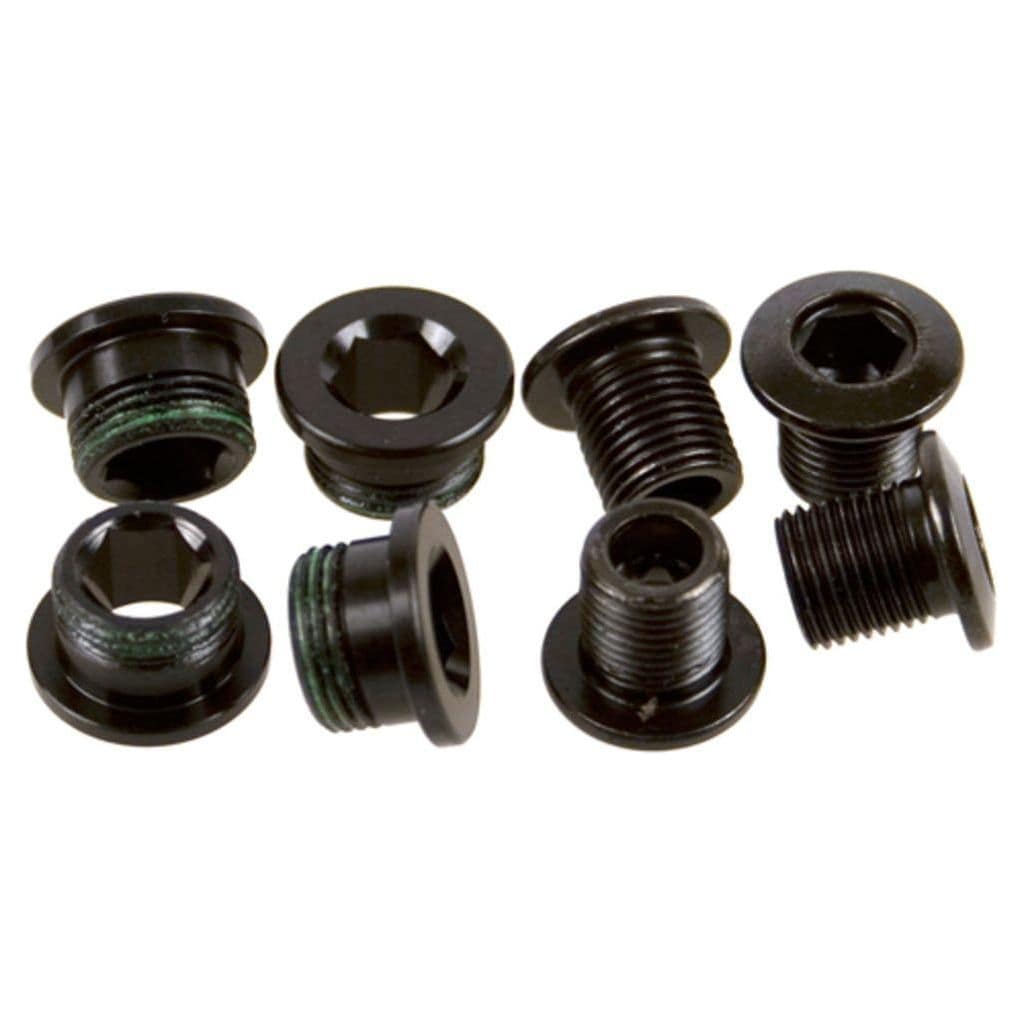 Zwart Sram bladboutset voor kettingblad, inclusief 4X2 bouten, geschikt voor aluminium en stalen fietsonderdelen.