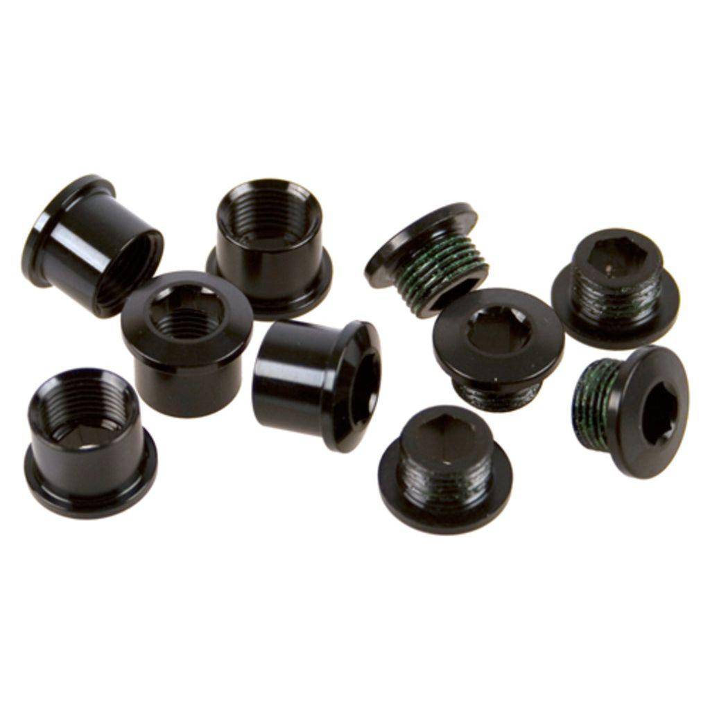 Zwart Sram bladbout set voor kettingblad met 5 arm design, geschikt voor Shimano DUB aandrijflijn, zichtbaar op afbeelding