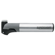 Zilveren SKS Supershort 164 mm aluminium/PVC handpomp met korte, lichte constructie voor fietsreparaties