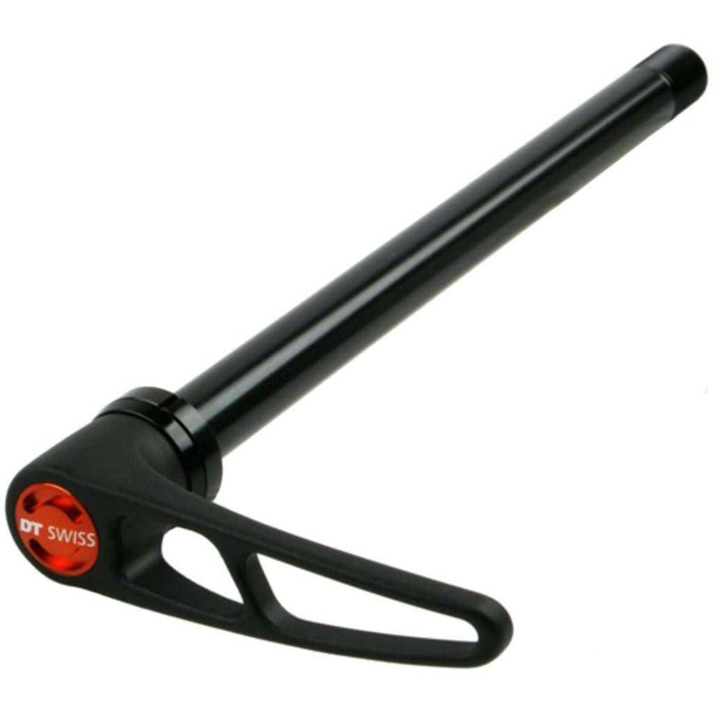 DT Swiss Naafd DT RWS X12 TA 142/12 steekassen voor mountainbikes, zwart metalen met X12 snelspansysteem, zichtbare details.