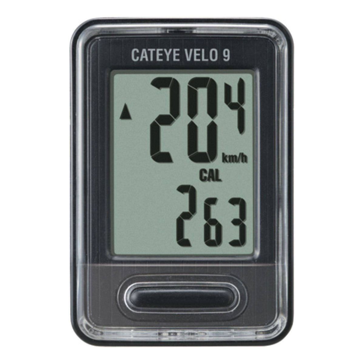Cateye Velo 9 fietscomputer met 9 functies, zwart, digitale kilometerteller voor fietsers, toont snelheid en afstand